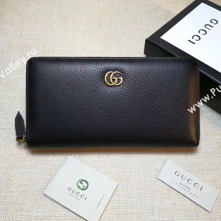 Gucci Leather Zip Around Wallet 456117 Black