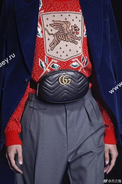 Gucci GG Marmont Leather Belt Bag 476434 Black