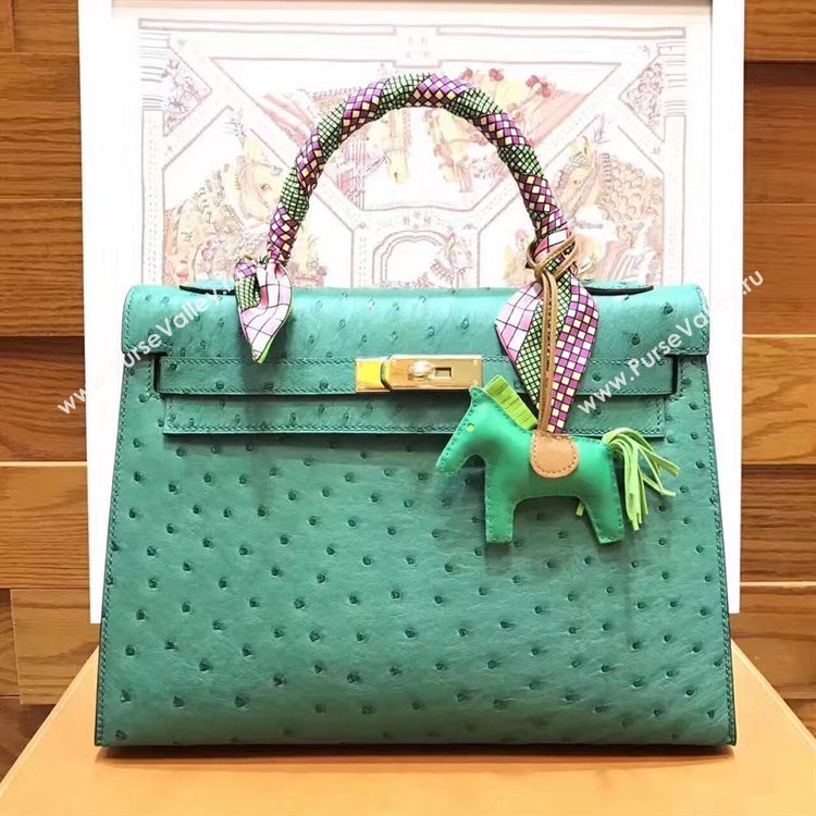 HERMES Ostrich Leather Toto Bag 1788 Green