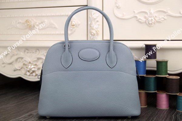 Hermes Bolide 31CM Original Leather Tote Bag SkyBlue