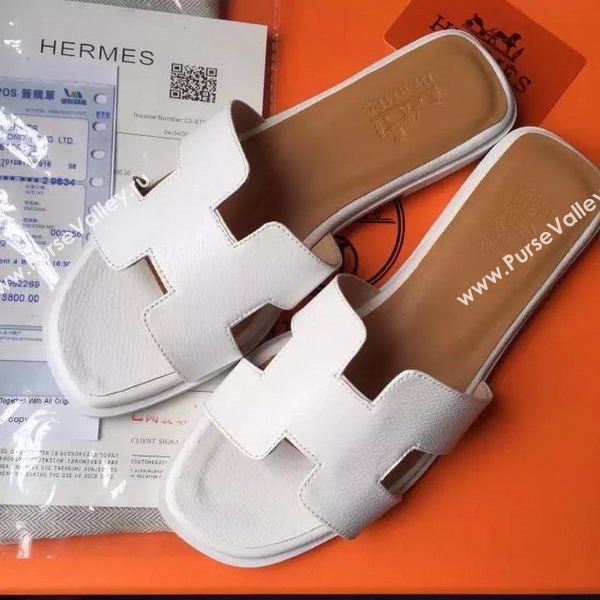 Hermes Slipper Calfskin Leather HO0476 White