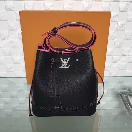 Louis Vuitton Soft Calfskin LOCKME BUCKET M54687 Black