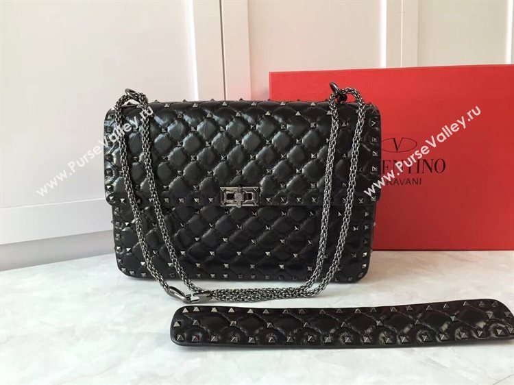 Valentino Sheepskin Leather Shoulder Bag VT48722 Black