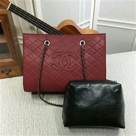 2017 Chanel Calfskin Leather Tote Bag 8809A Red