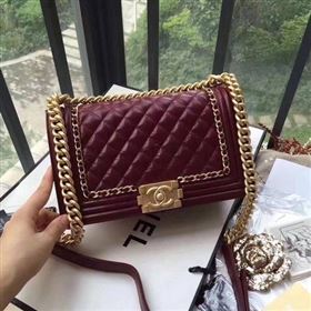 Boy Chanel Flap Bag Original Leather B67086 Wine