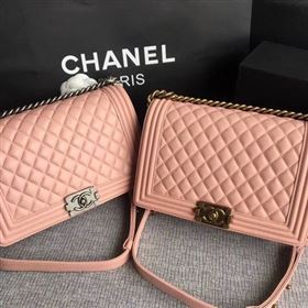 Boy Chanel Flap Bags Original Sheepskin Leather A67088 Pink