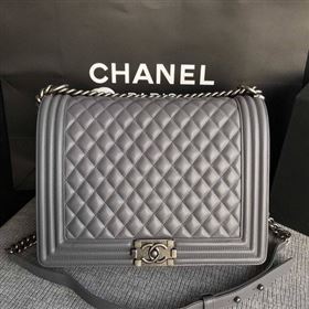 Boy Chanel Flap Shoulder Bag Grey Original Sheepskin Leather A67087 Silver