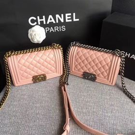 Boy Chanel Flap Shoulder Bag Sheepskin Leather A67085 Pink