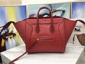 Celine Luggage Phantom Tote Bag Croco Leather CT3372 Red