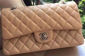 Chanel 2.55 Series Flap Bag Apricot Original Leather A01112 Silver