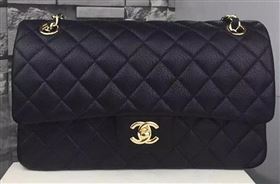 Chanel 2.55 Series Flap Bag Deerskin Leather A1112 Black