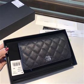 Chanel Caviar Calfskin Leather Bi-Fold Wallet CH8176 Black