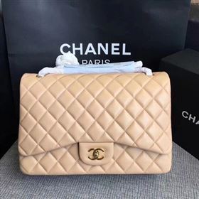 Chanel Maxi Quilted Classic Flap Bag Apricot Sheepskin Leather A58601 Gold