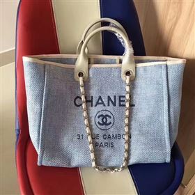 Chanel Deauville Tote Bag Original Canvas Leather A68047-8