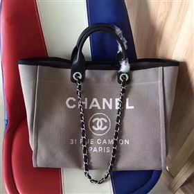 Chanel Deauville Tote Bag Original Canvas Leather A68047-9