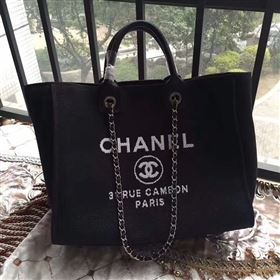 Chanel Deauville Tote Bag Original Canvas Leather A68047-13