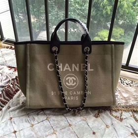 Chanel Deauville Tote Bag Original Canvas Leather A68047-14