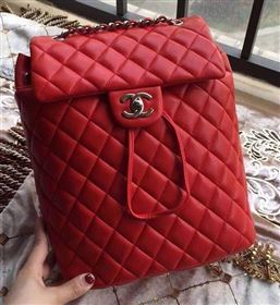 Chanel Sheepskin Leather Backpack A91121 Red