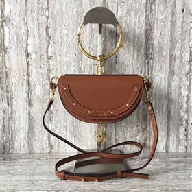 Chloe Nile Calf Leather Shoulder Bag A03372 Brown