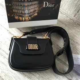 Christin Dior Calfskin Leather Shoulder Bag A0651 Black