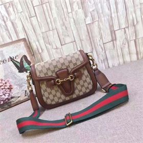 Gucci GG Lady Web Hand-Stained Leather Shoulder Bag 380573 Brown