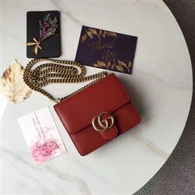 Gucci GG Marmont Leather mini Chain Bag 431384 Red