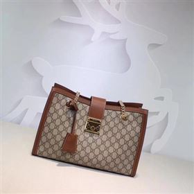 Gucci Padlock GG Supreme Canvas Shoulder Bag 479197 Apricot