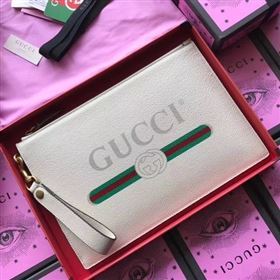 Gucci GG Marmont Calfskin Leather Clutch 466489 OffWhite