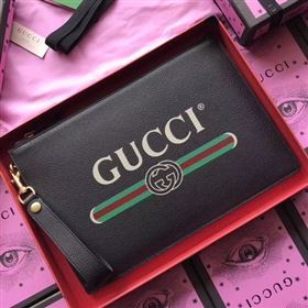 Gucci GG Marmont Calfskin Leather Clutch 466489 Black