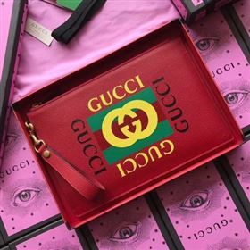 Gucci GG Marmont Calfskin Leather Clutch 466489 Red