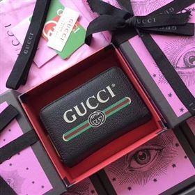 Gucci Print Leather Card Case 496319 Black