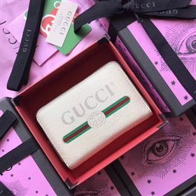 Gucci Print Leather Card Case 496319 White