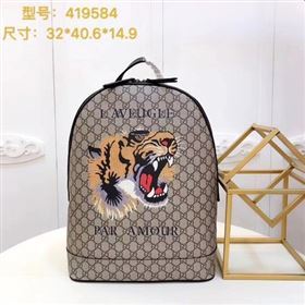 Gucci Angry Cat Print GG Supreme Backpack 419584 Brown