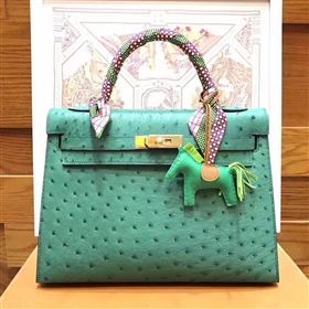 HERMES Ostrich Leather Toto Bag 1788 Green