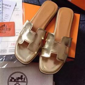 Hermes Slipper Calfskin Leather HO0476 Gold