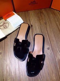 Hermes Slipper Patent Leather HO0403 Black