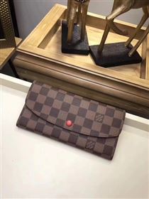 Louis Vuitton Damier Ebene Canvas EMILIE WALLET N63544 Red