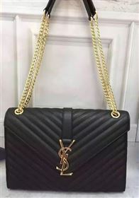 YSL Classic Monogramme Flap Bag Calfskin Leather Y26588 Black