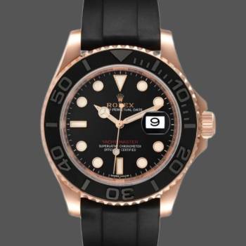Rolex Yacht-Master 116655 Everose Gold Black Dial 40mm Mens Watch (w15325486)