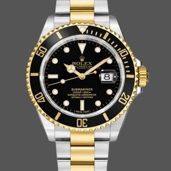 Rolex Submariner Date 16613LN Yellow Gold Stainless Steel Black Dial 40mm Mens Watch (w15325960)