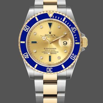 Rolex Submariner Date 16613 Champagne Serti Dial 40mm Mens Watch (w15325991)