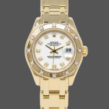 Rolex Pearlmaster 80318 Yellow Gold White Dial 29MM Lady Watch (w15326016)