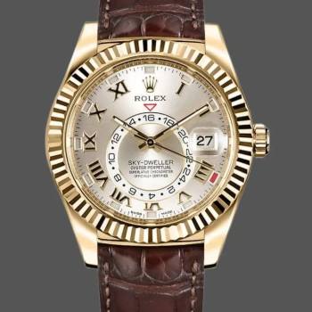 Rolex Sky-Dweller 326138 Sunray Silver Dial Yellow Gold 42MM Mens Watch (w15326017)