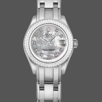 Rolex Pearlmaster 81339 White MOP Diamond Dial 34mm Lady Watch (w15326050)