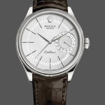 Rolex Cellini Date 50519 Brown Leather Silver Dial 39mm Mens Watch (w15326056)