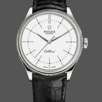 Rolex Cellini Time 50509 Black Leather Strap White Dial 39mm Mens Watch (w15326071)