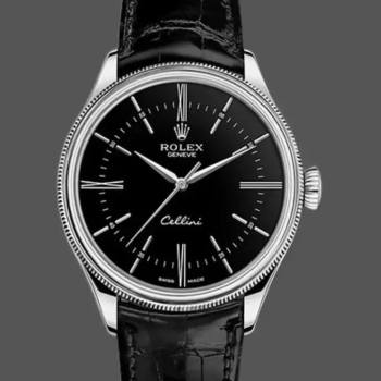 Rolex Cellini Time 50509 Black Leather Strap Black Dial 39mm Mens Watch (w15326076)