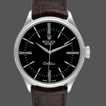 Rolex Cellini Time 50509 Brown Leather Strap Black Dial 39mm Mens Watch (w15326131)