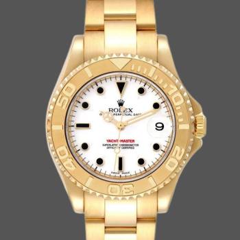 Rolex Yacht-Master 168628 White Dial Yellow Gold 35MM Unisex Watch (w15326267)