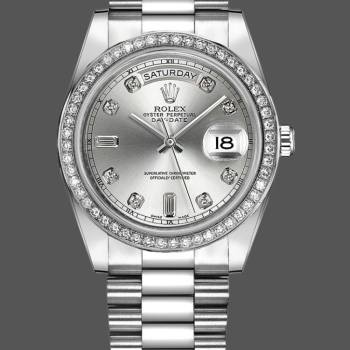 Rolex Day-Date 218349 Silver Diamond Dial 41MM Mens Watch (w15326584)
